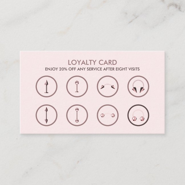 Sale Discount Loyalty Pink Body Piercing Business Card
