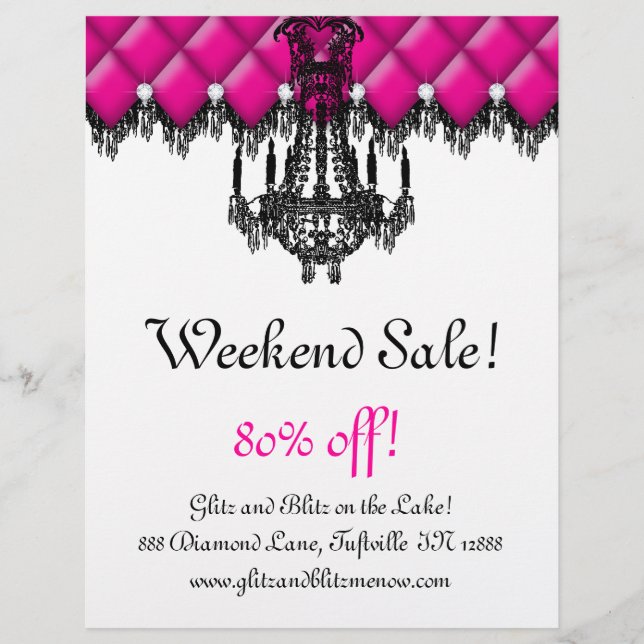 SALE Flyer Fashion Jewelry Pink Chandelier Tufted (Front)