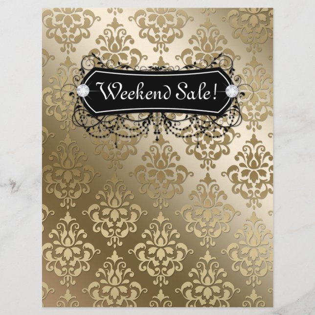 SALE Flyer Fashion Jewelry Salon Makeup Gold (Front)