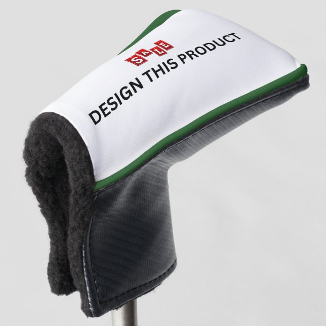 SALE! Golf Putter Head Cover - Green trim - Custom (3/4 Front)
