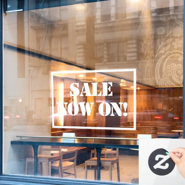 Sale Now On Sign Window Cling (Cafe Window)
