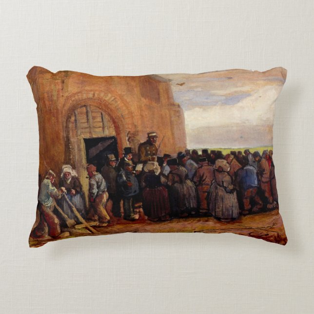 Sale of Building Scrap by Vincent van Gogh Accent Pillow (Front)