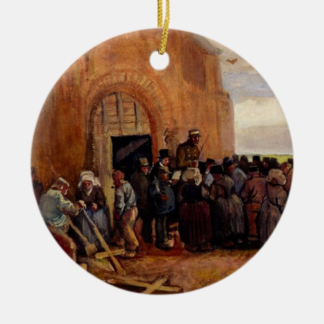 Sale of Building Scrap by Vincent van Gogh Ceramic Ornament (Front)