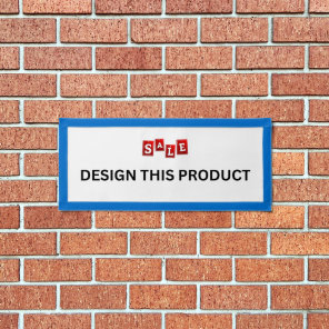 SALE! Rectangle Banner - 24"x16" - Blue Trim Pennant