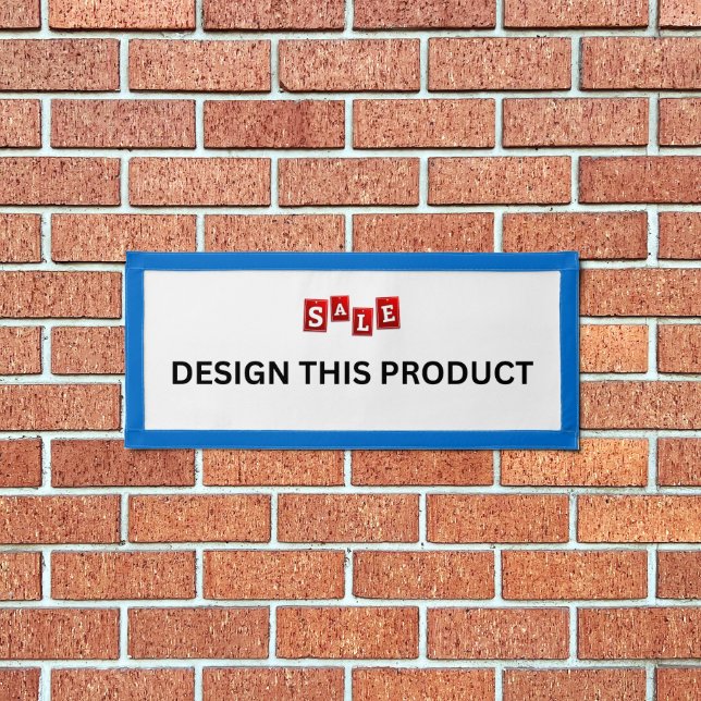 SALE! Rectangle Banner - 24"x16" - Blue Trim Pennant (Insitu 1)