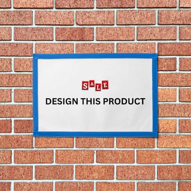 SALE! Rectangle Banner - 24"x16" - Blue Trim Pennant (Insitu 1)