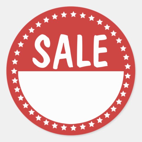 Sale Retail White Stars Writable Classic Round Sticker