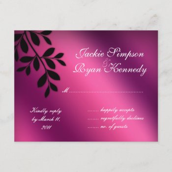 Sale! Rsvp Reply Card Leaves Pink Purple Black by WeddingShop88 at Zazzle