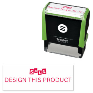 SALE! Rubber Stamp Green Self Inking - Red ink