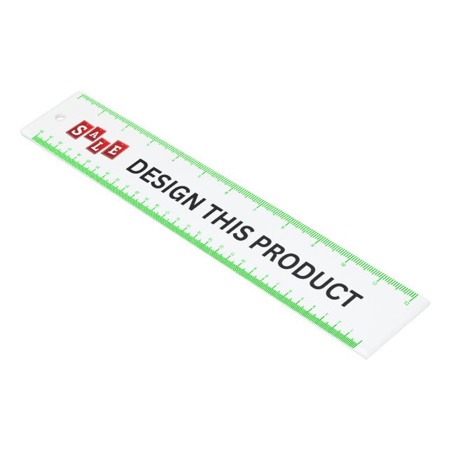 SALE! Ruler - 12 inch Quality clear Acrylic- Green (Angled)