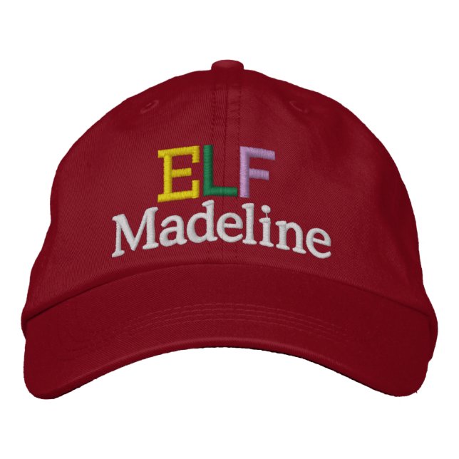 Sale! Santa's Elf Embroidered Baseball Hat (Front)