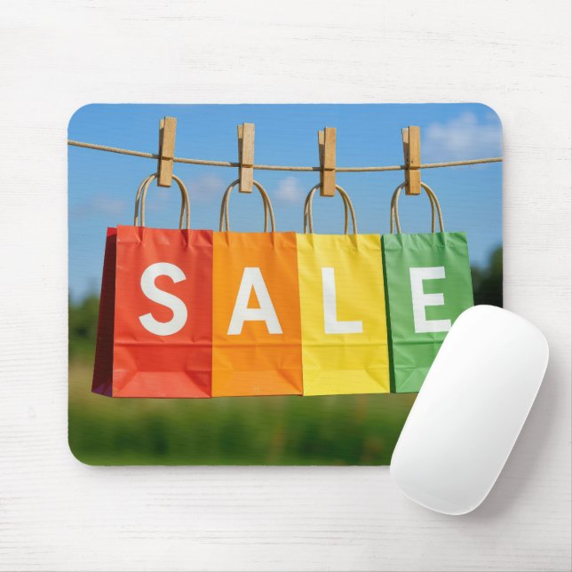 Sale Shopping Bags On a Clothesline Mouse Pad (With Mouse)