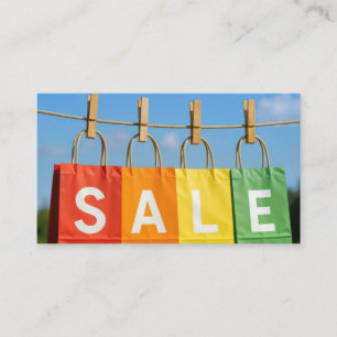 Sale Shopping Bags On Clothesline Business Card