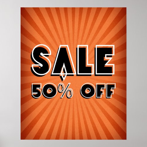 Sale Sign Retro 50 Off Sale Sign Boutique Sale Poster