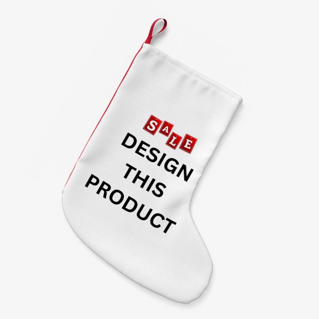 SALE! Stocking Small - Faux Linen - Red Back (Front (Hanging))