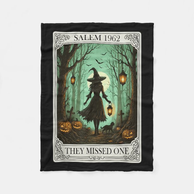 Salem 1692 Halloween Witch They Missed One Tarot C Fleece Blanket (Front)