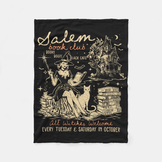 Salem Book Club Funny Bookish Halloween Spooky Rea Fleece Blanket (Front)