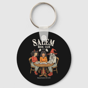 Salem Book Club Retro Halloween Bookish Halloween Keychain