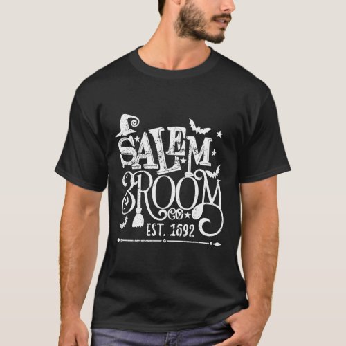 Salem Broom Co Est 1692 Fun Halloween Witch Saying T-Shirt