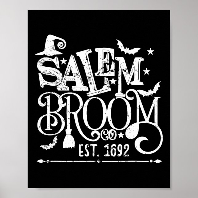 Salem Broom Co Est 1692 Funny Halloween Witch Sayi Poster (Front)