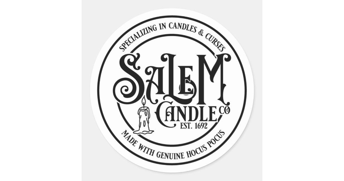 Salem Candle Company White Classic Round Sticker Zazzle