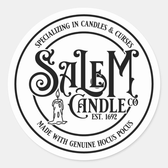Salem Candle Company - White Classic Round Sticker (Front)