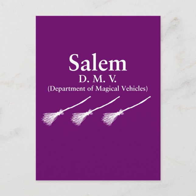 Salem Department of Magical Vehicles Postcard (Front)
