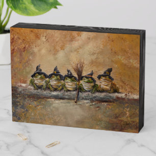 Salem Frogs Hand painted Wooden Box Sign