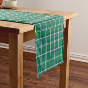 Salem Green and White Plaid Short Table Runner
