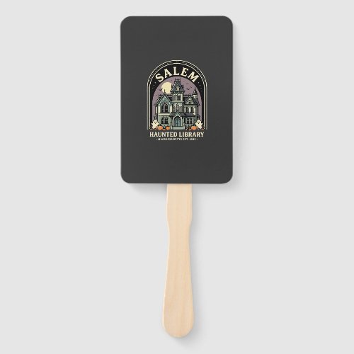 Salem Haunted Library Halloween Design_1 Hand Fan