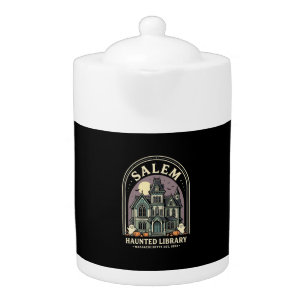 Salem Haunted Library Halloween Design_1 Teapot