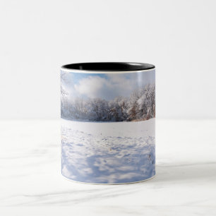 Salem Hills Pond and Forest Winter Landscape Two-Tone Coffee Mug