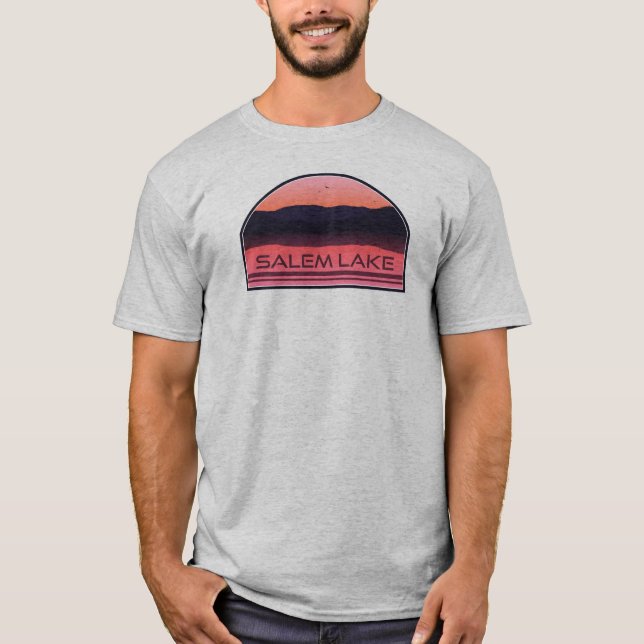 Salem Lake North Carolina Red Sunrise T-Shirt (Front)