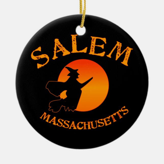 Salem MA Witch Ceramic Ornament (Front)