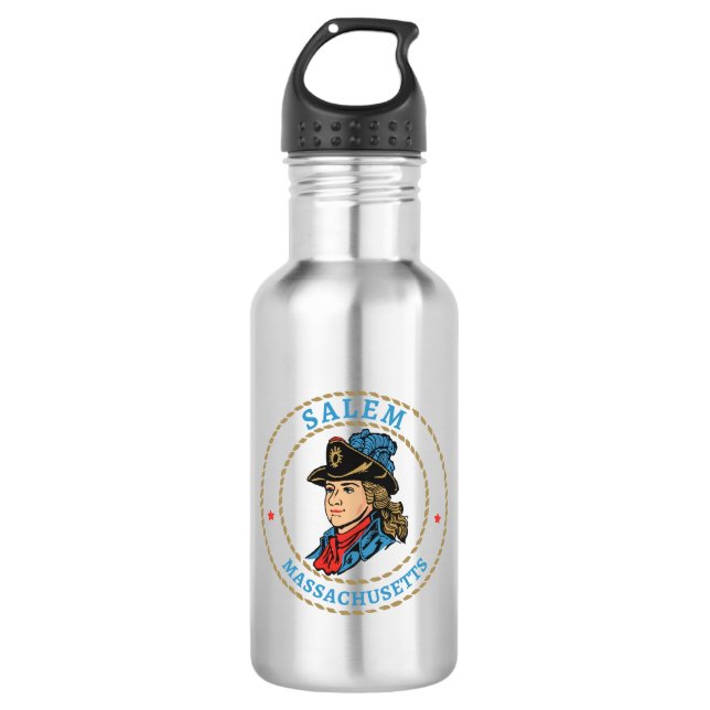 Salem Massachusetts Colonial Stainless Steel Water Bottle (Front)