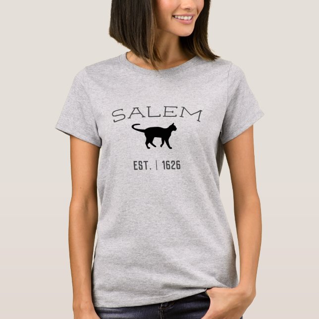 Salem Massachusetts Witches' Black Cat  1626 T-Shirt (Front)