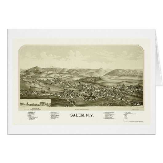 Salem, NY Panoramic Map - 1889 Cards (Front Horizontal)