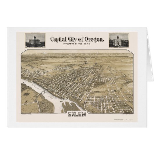 Salem, OR Panoramic Map - 1905 Cards (Front Horizontal)