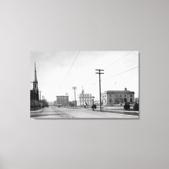 Salem, OR Town View State Street Photograph Canvas Print (Front)