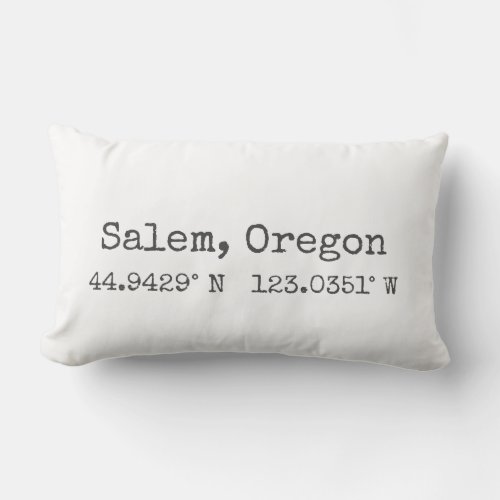 Salem Oregon Coordinates Lumbar Pillow