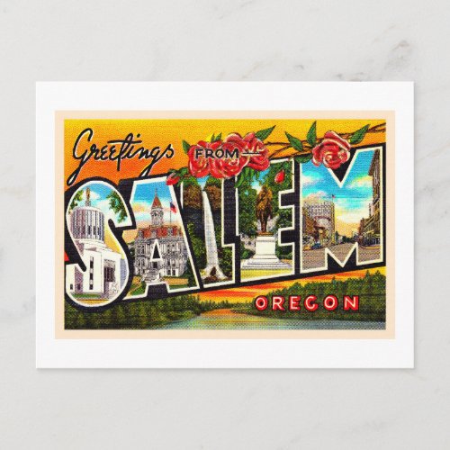 Salem Oregon OR Vintage Large Letter Postcard