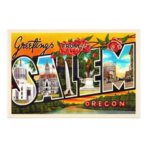 Salem Oregon OR Vintage Large Letter Postcard Photo Print