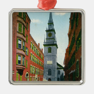 Salem Street View of Old North Church Bldg # 2 Metal Ornament