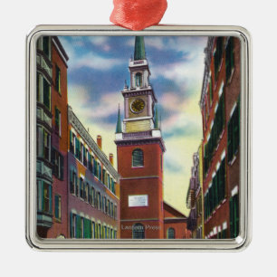 Salem Street View of Old North Church Bldg Metal Ornament