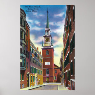 Salem Street View of Old North Church Bldg Poster