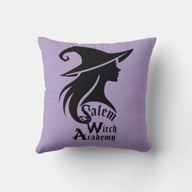 Salem Witch Academy Halloween Wiccan Witches Throw Pillow (Back)