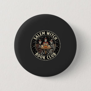 Salem Witch Book Club Halloween Skeleton Design_1 Button