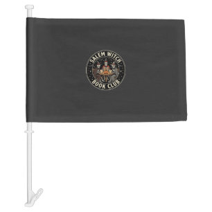 Salem Witch Book Club Halloween Skeleton Design_1 Car Flag