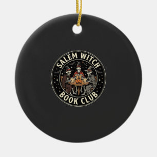 Salem Witch Book Club Halloween Skeleton Design_1 Ceramic Ornament