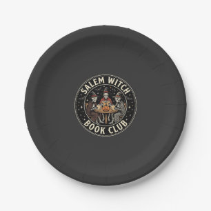 Salem Witch Book Club Halloween Skeleton Design_1 Paper Plates